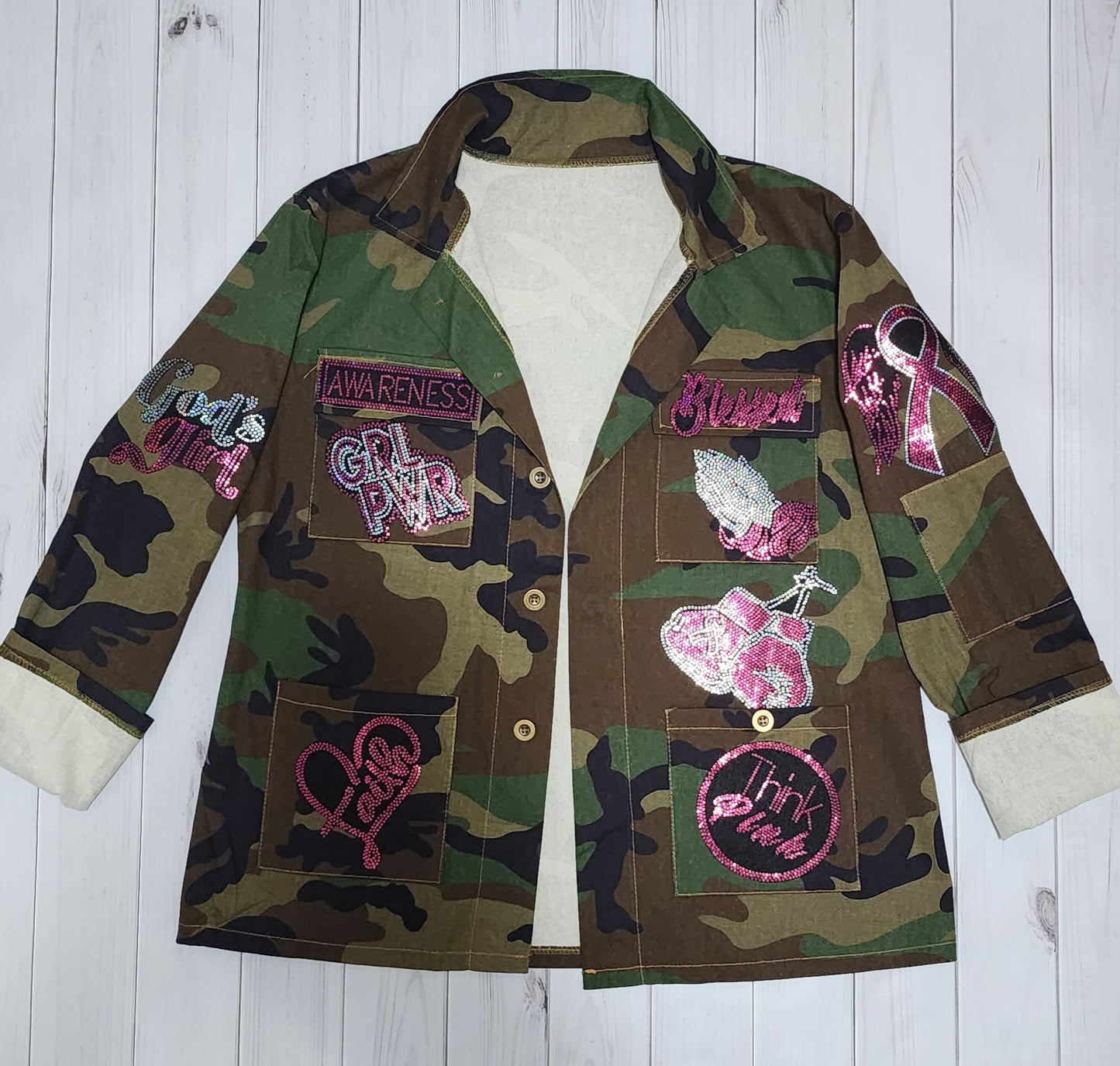 Pink Denim's Camouflage Breast Cancer Patch Jackets