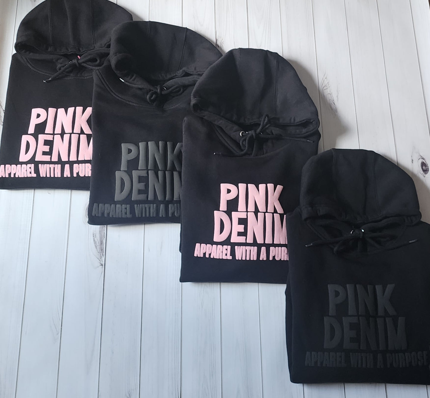 PINK DENIM 3D Puff Design UNISEX Premium Hooded Sweatshirt