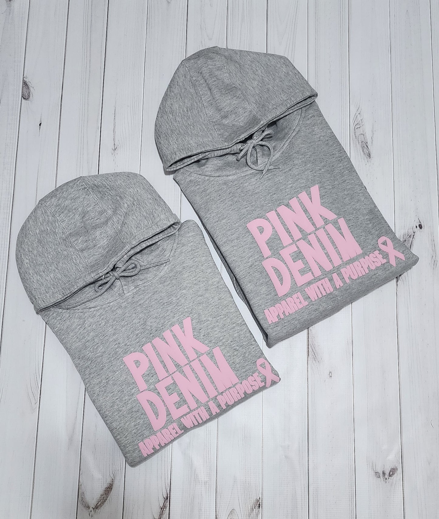 PINK DENIM 3D Puff Design UNISEX Premium Hooded Sweatshirt
