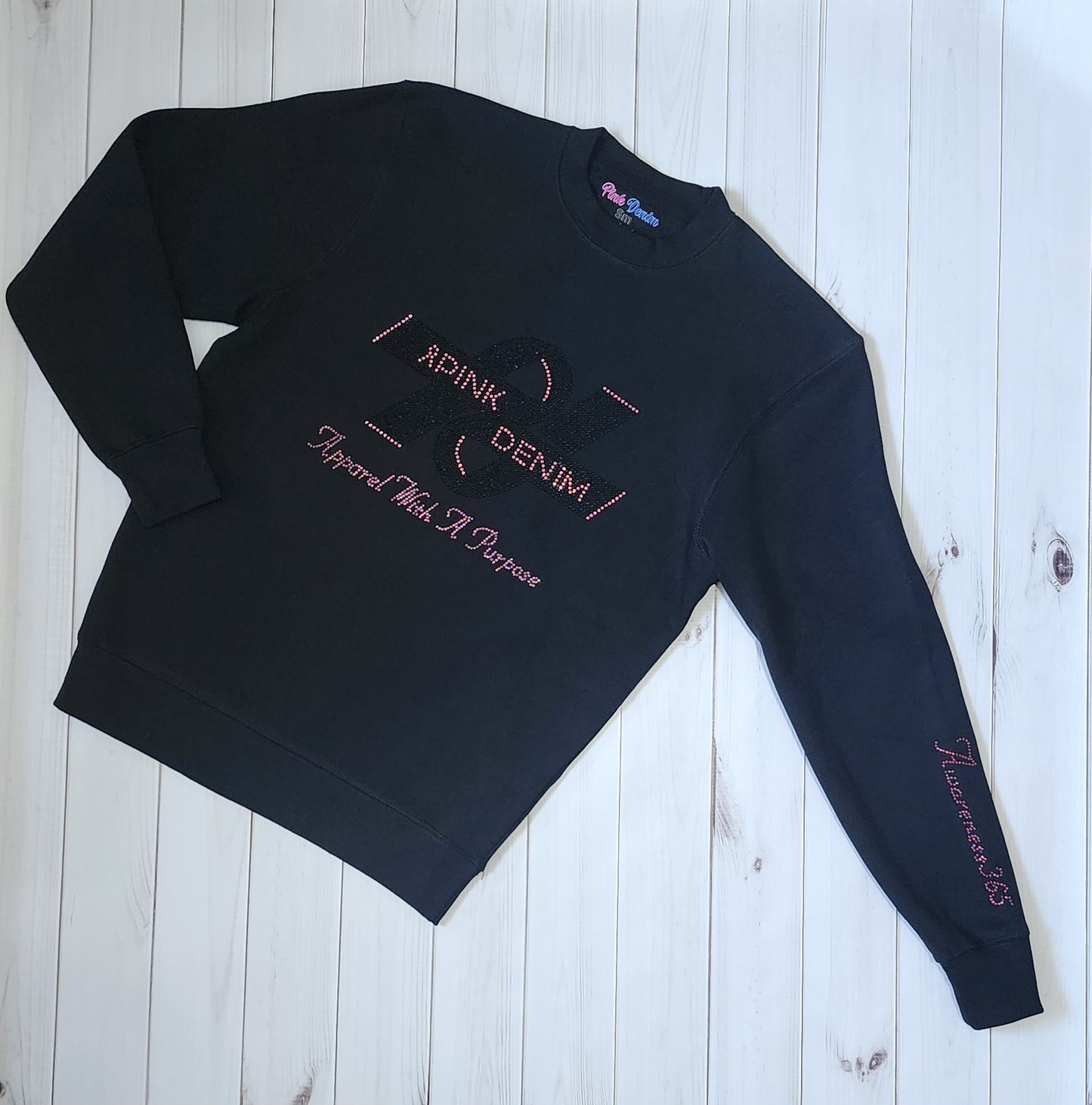 Pink Denim Black & Pink Rhinestone Jogger