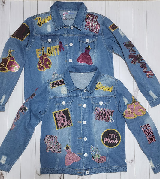 Pink Denim Patch Jackets