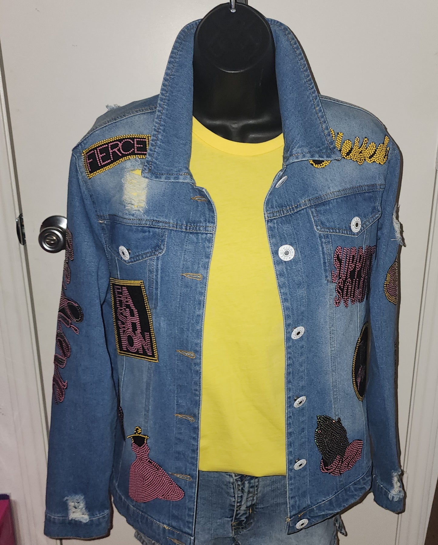 Pink Denim Patch Jackets