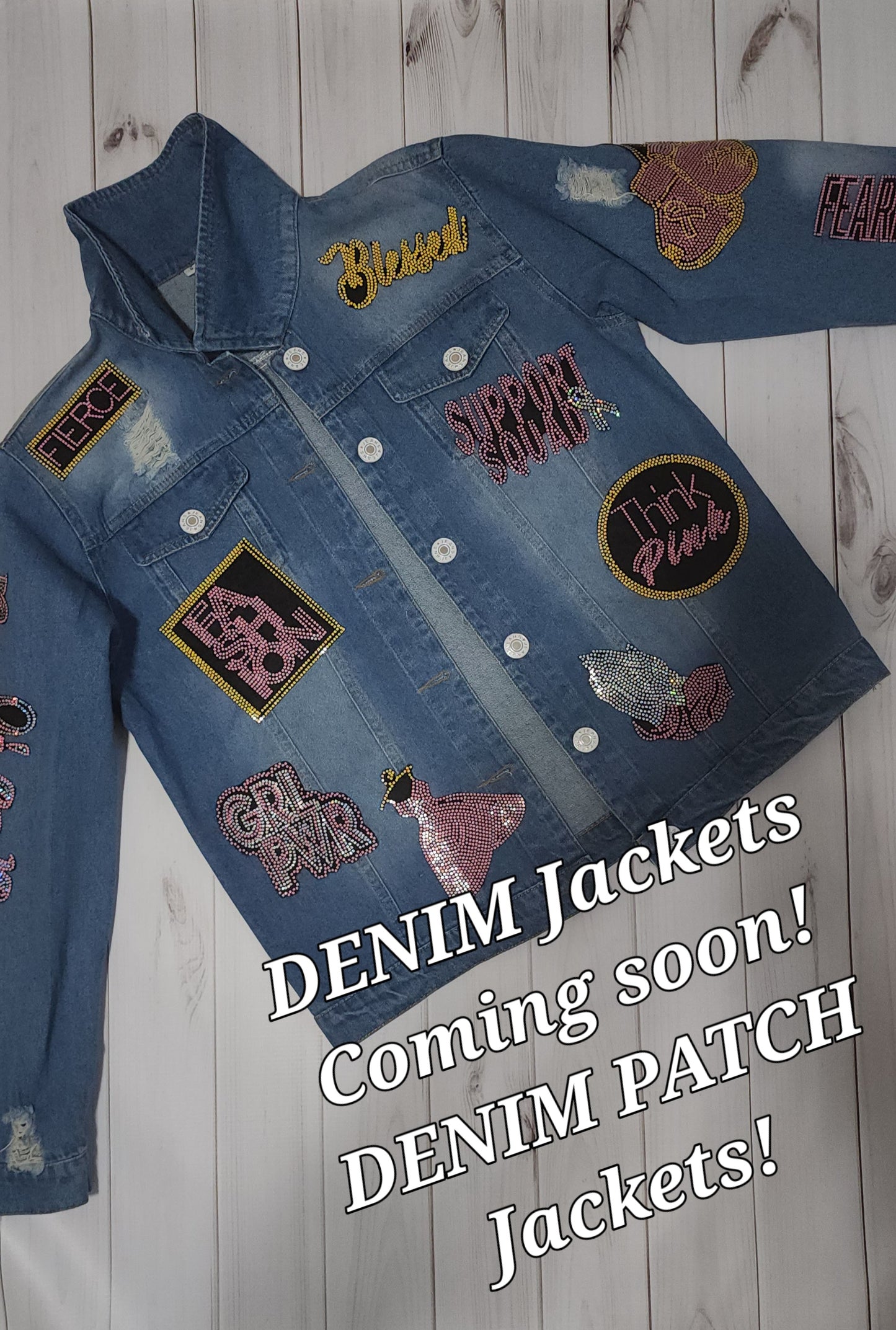 Pink Denim Patch Jackets