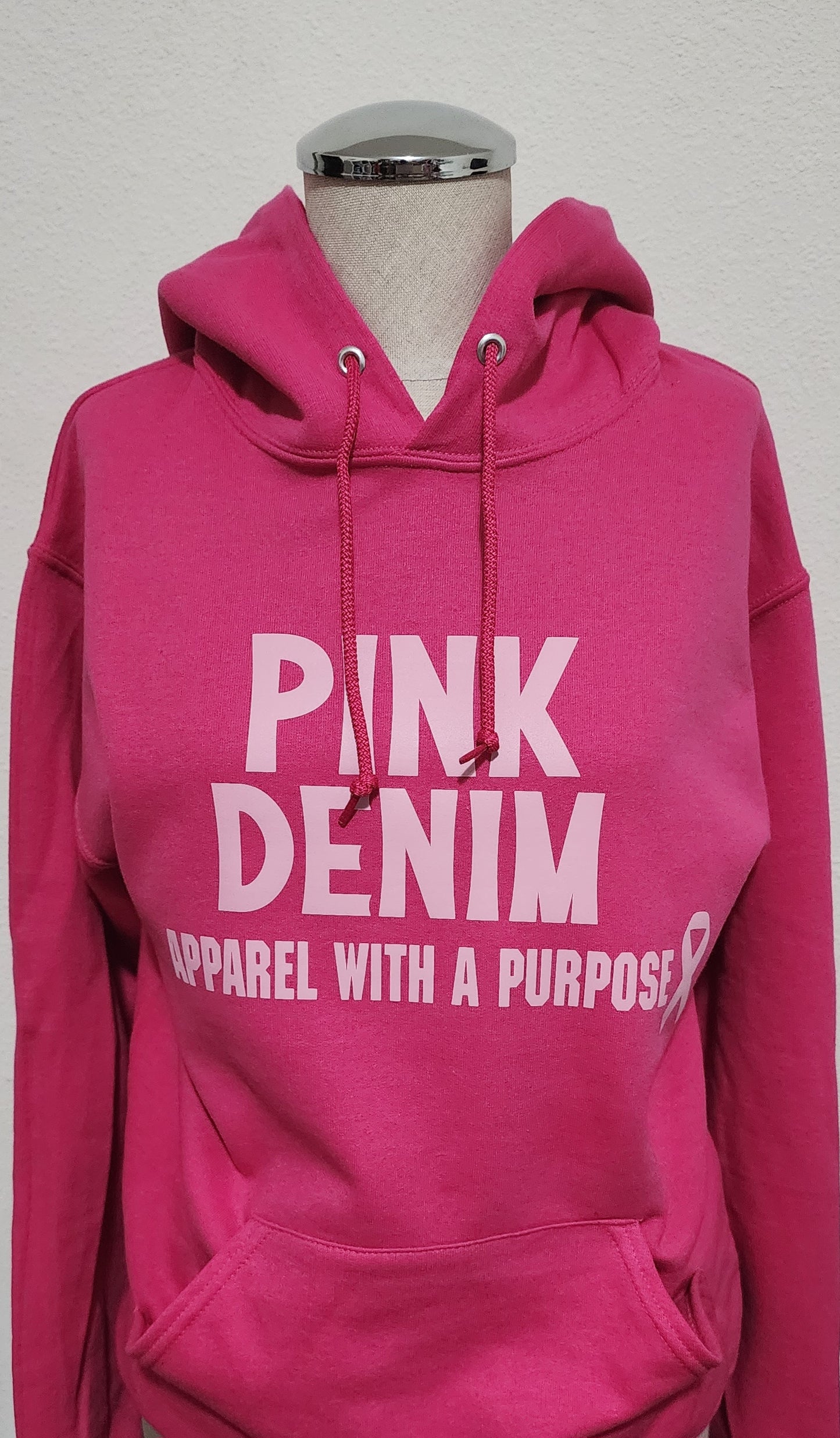 PINK DENIM 3D Puff Design UNISEX Premium Hooded Sweatshirt