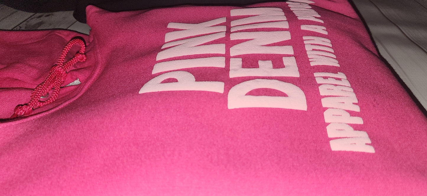 PINK DENIM 3D Puff Design UNISEX Premium Hooded Sweatshirt