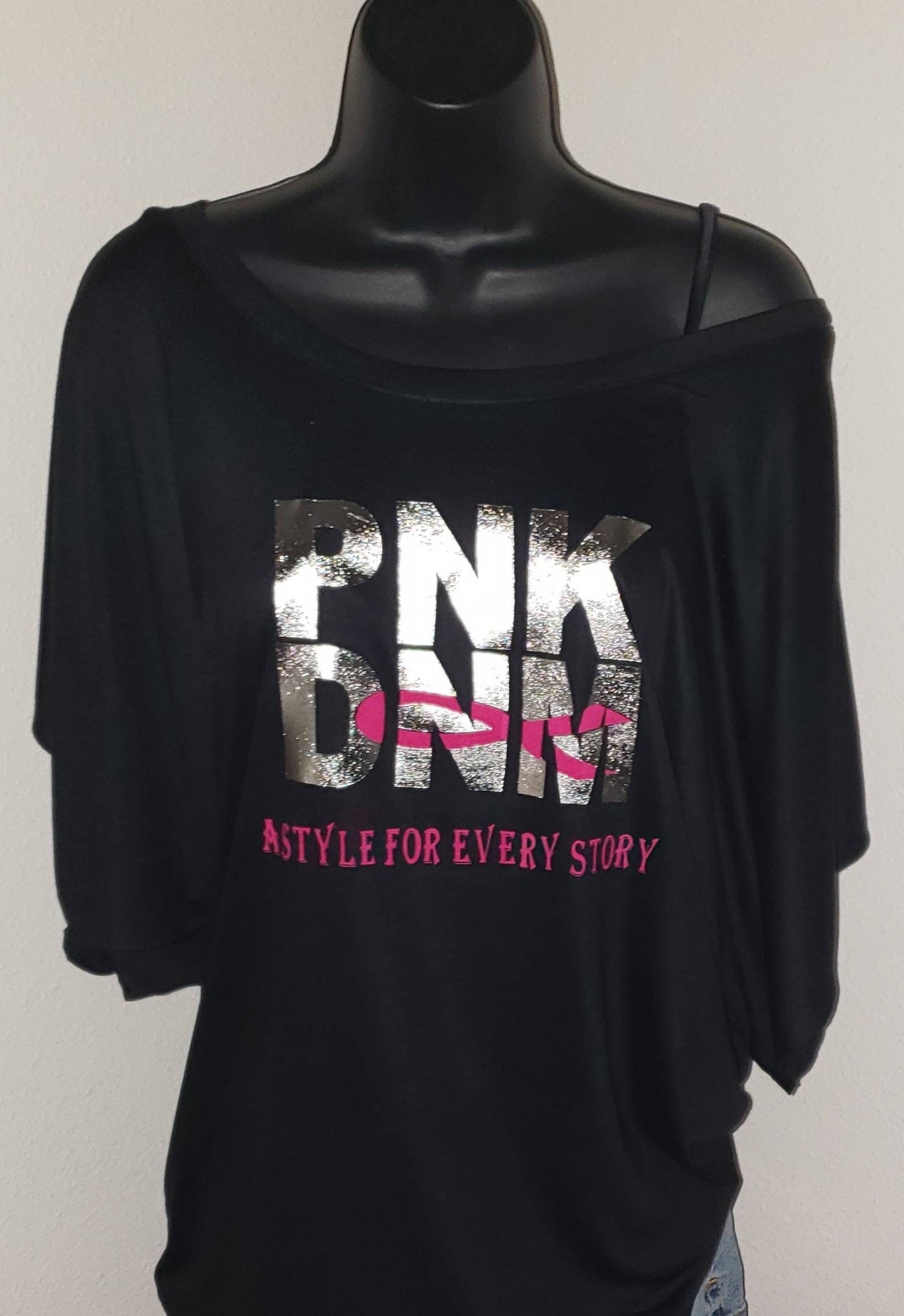 PNK DNM Flowy Dolman Sleeve Retro Foil Tee