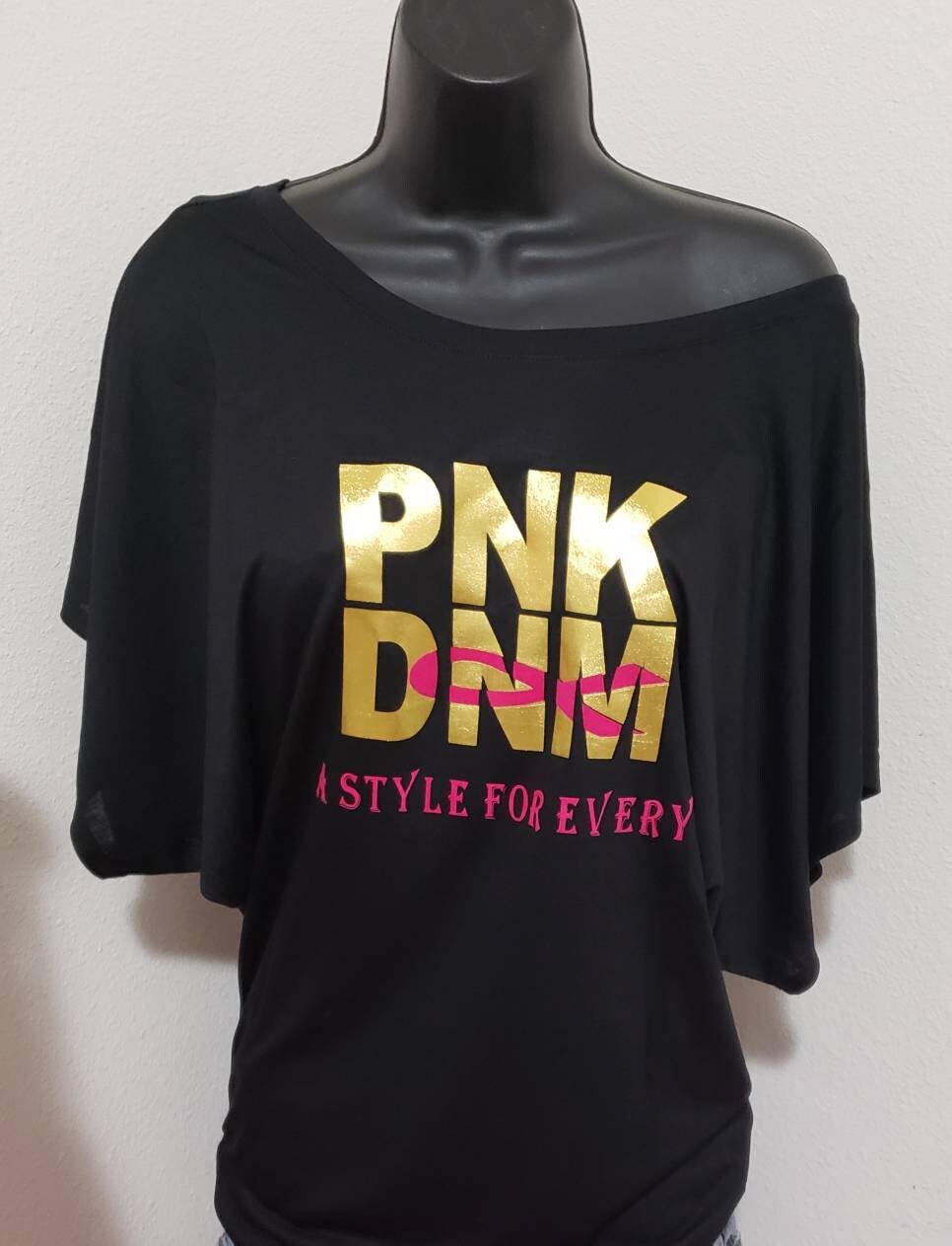 PNK DNM Flowy Dolman Sleeve Retro Foil Tee
