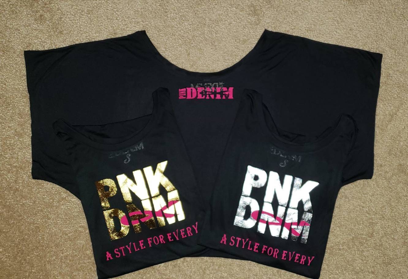 PNK DNM Flowy Dolman Sleeve Retro Foil Tee