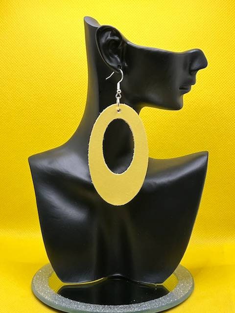 Handmade Yellow Leather Hoops