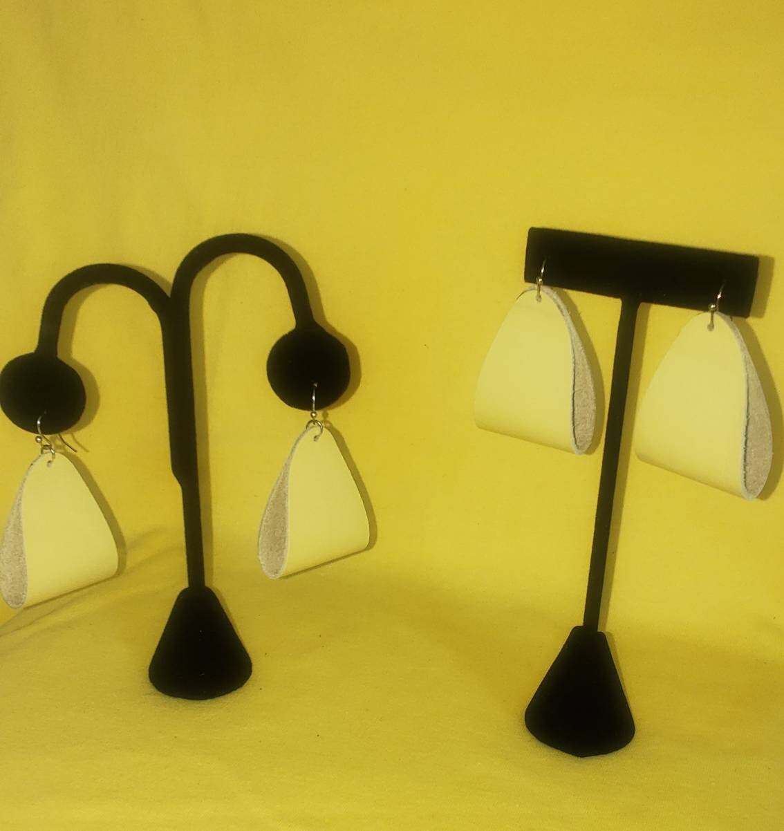 Yellow Leather Fold Earrings