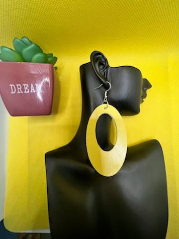 Handmade Yellow Leather Hoops