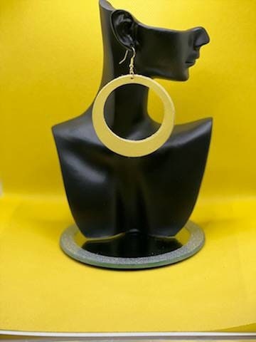 Handmade Yellow Leather Hoops