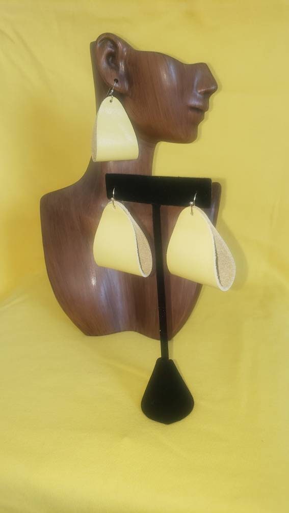 Yellow Leather Fold Earrings