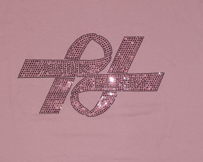 Pink on Pink Double Ribbon Rhinestone Tee