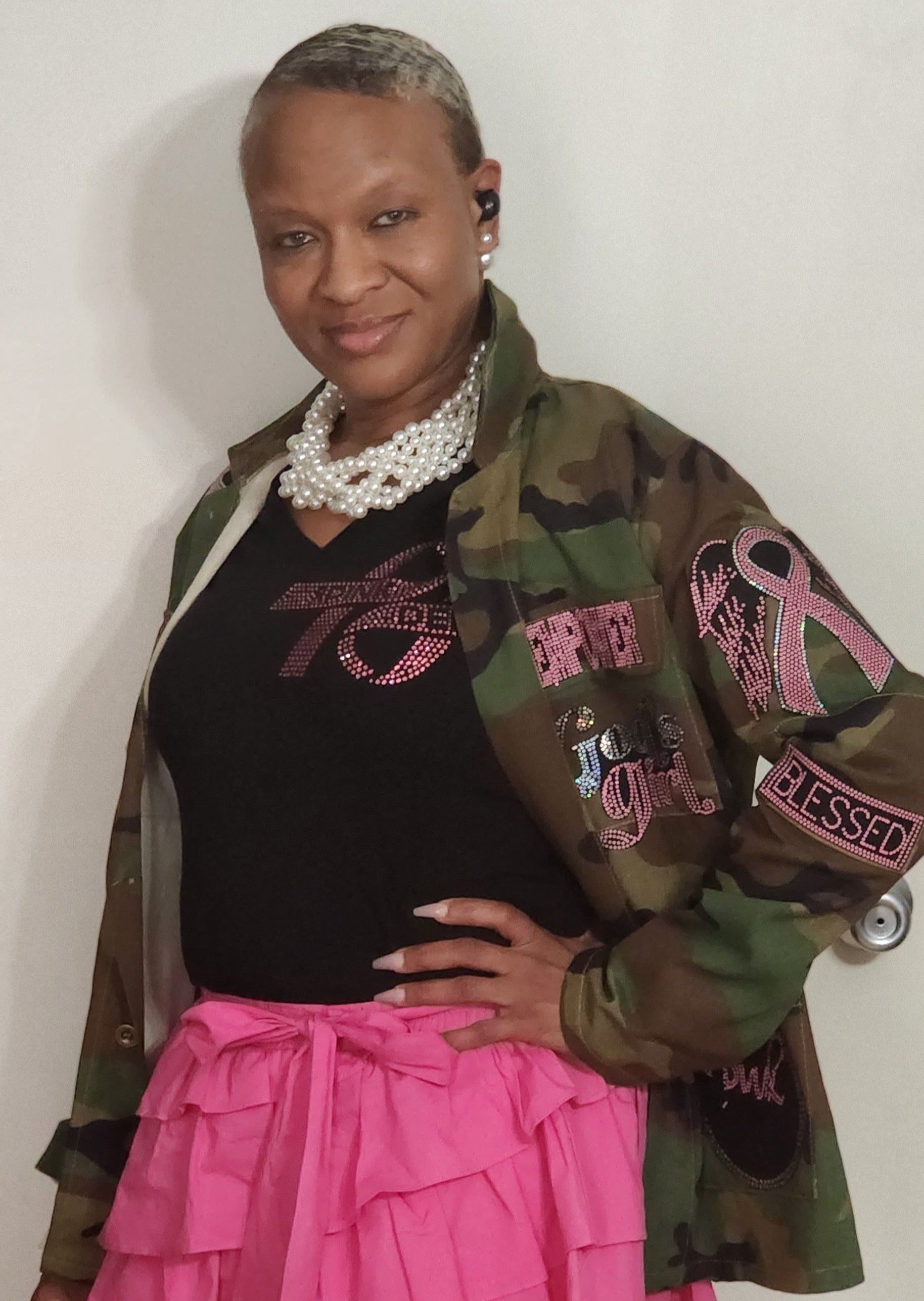 Pink denim 2024 camo skirt