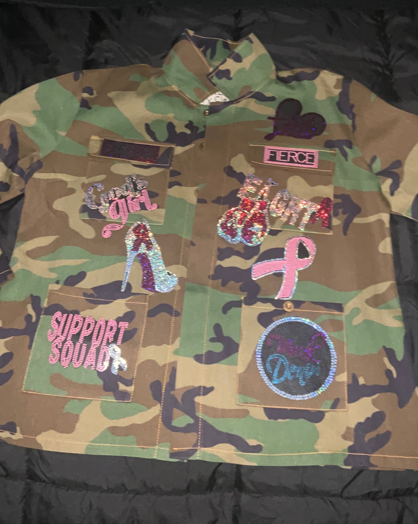 Pink Denim's Camouflage Breast Cancer Patch Jackets