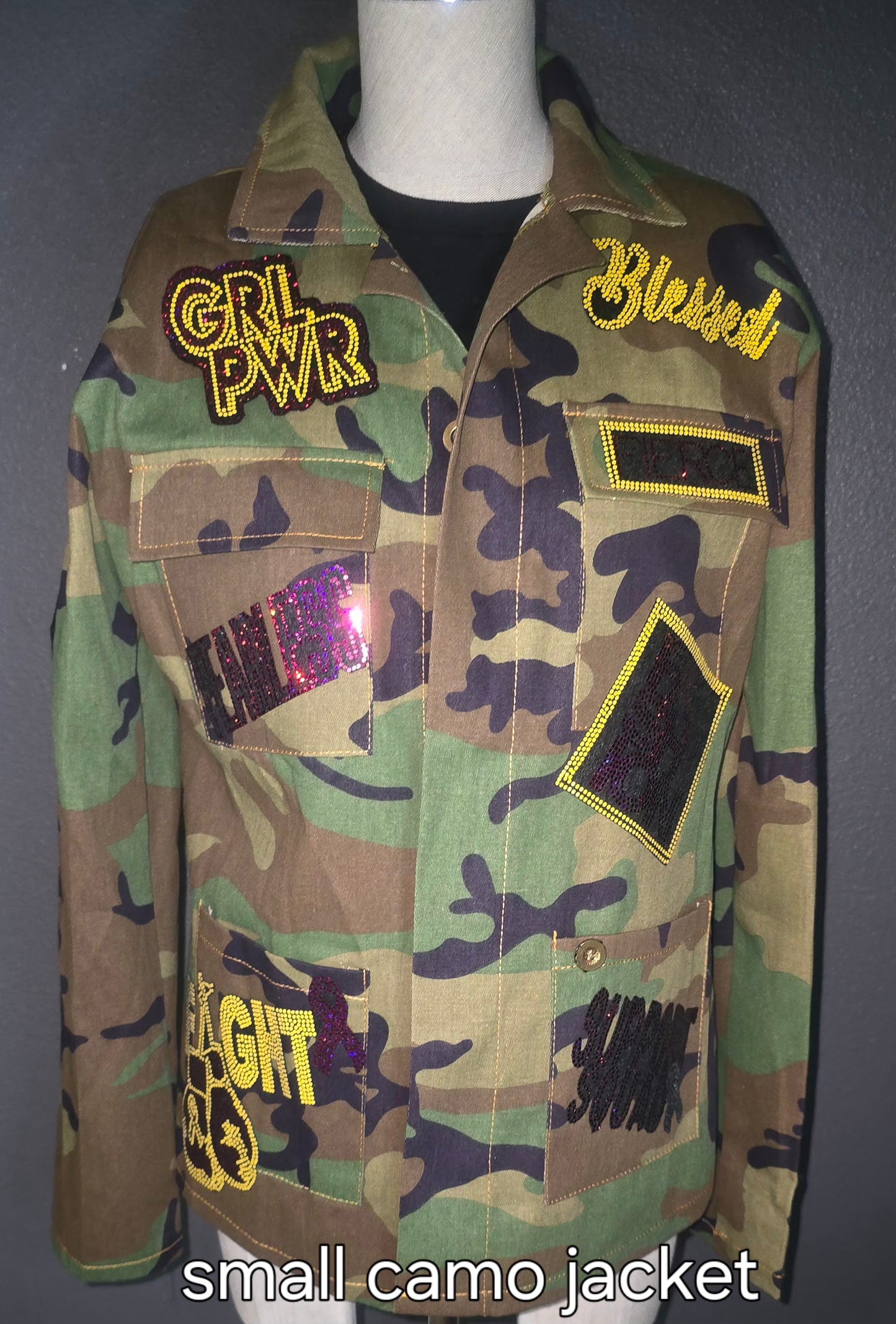 Fuchsia Pink/Yellow Camo Patch Jacket