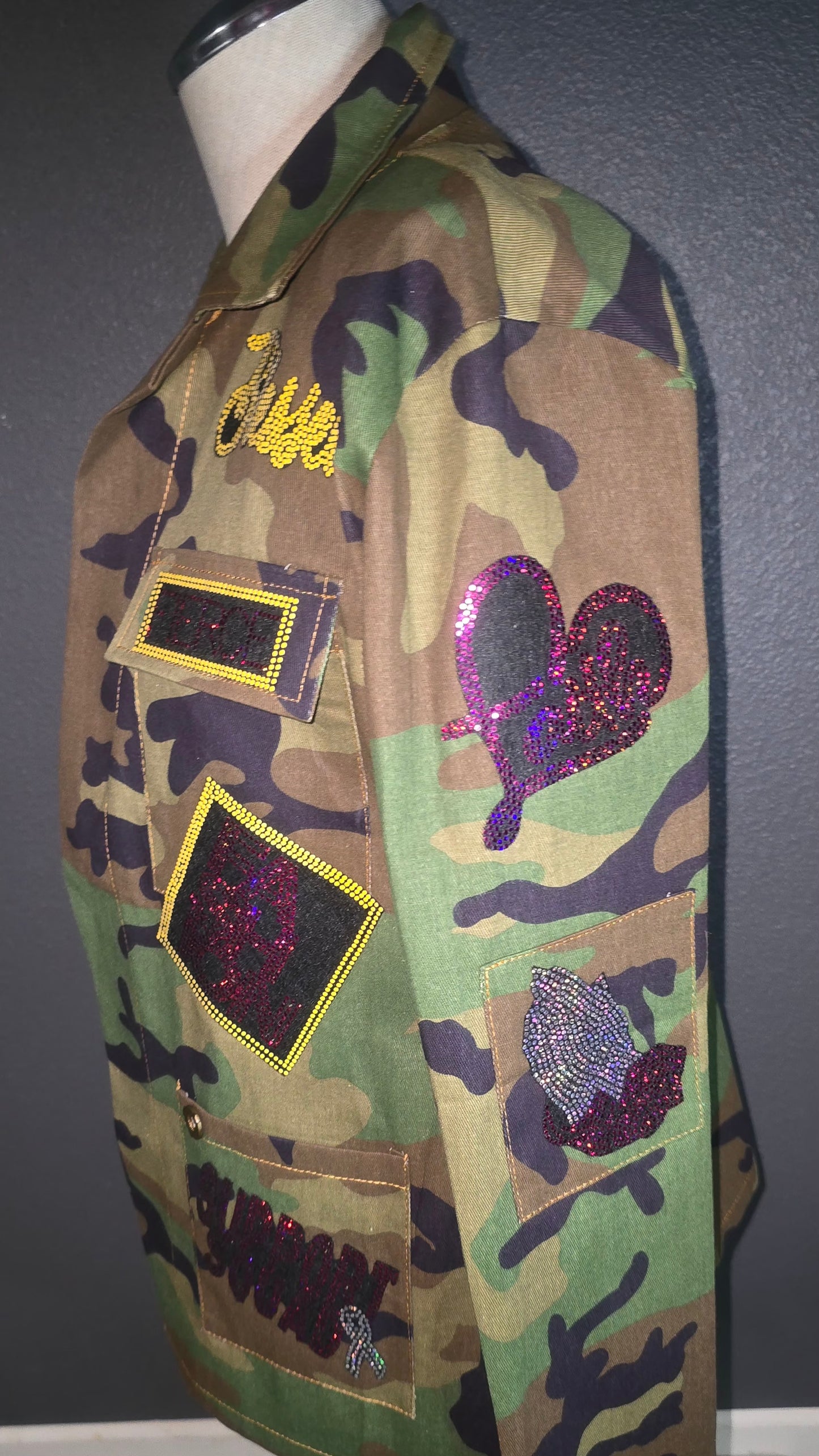 Fuchsia Pink/Yellow Camo Patch Jacket