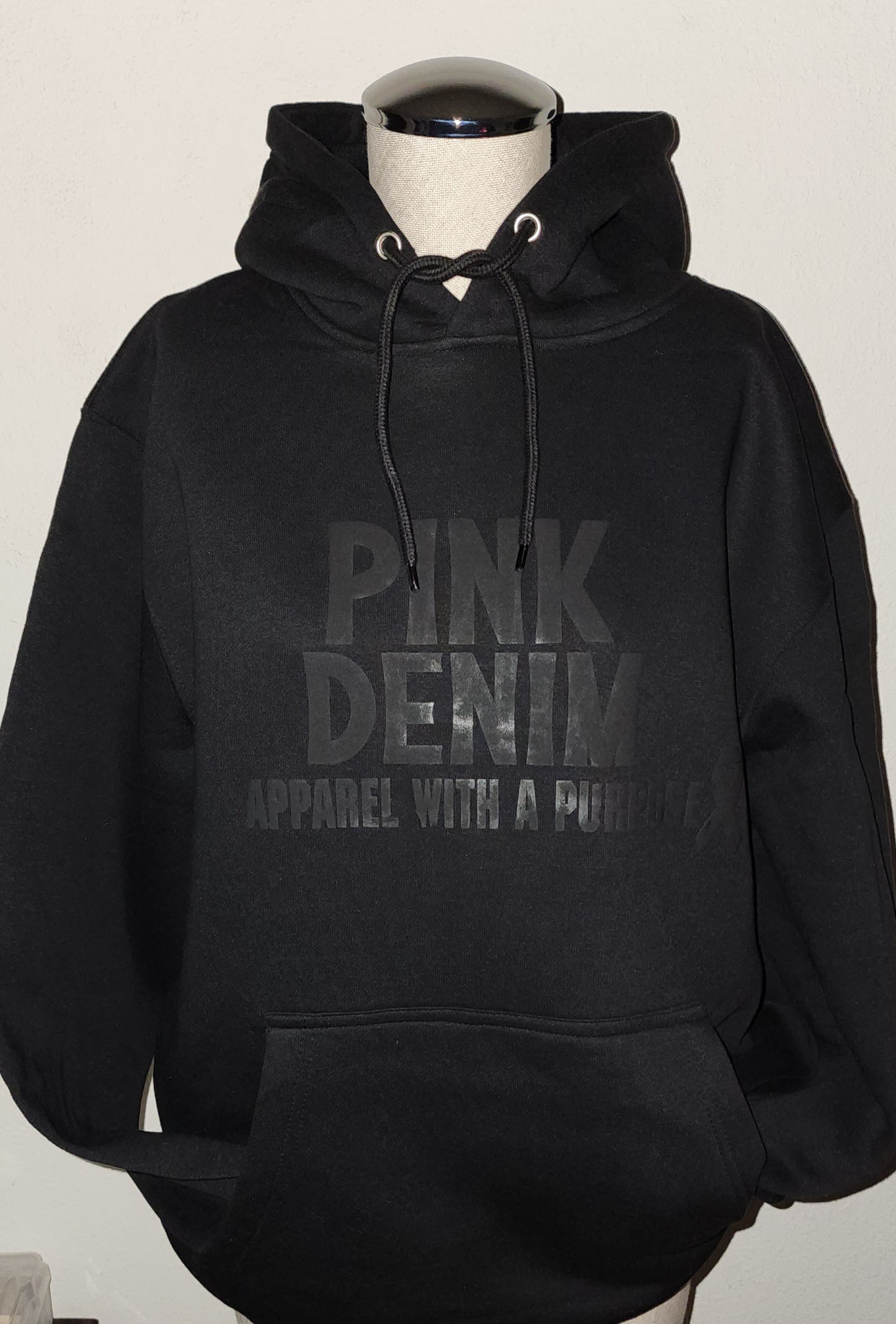 PINK DENIM 3D Puff Design UNISEX Premium Hooded Sweatshirt