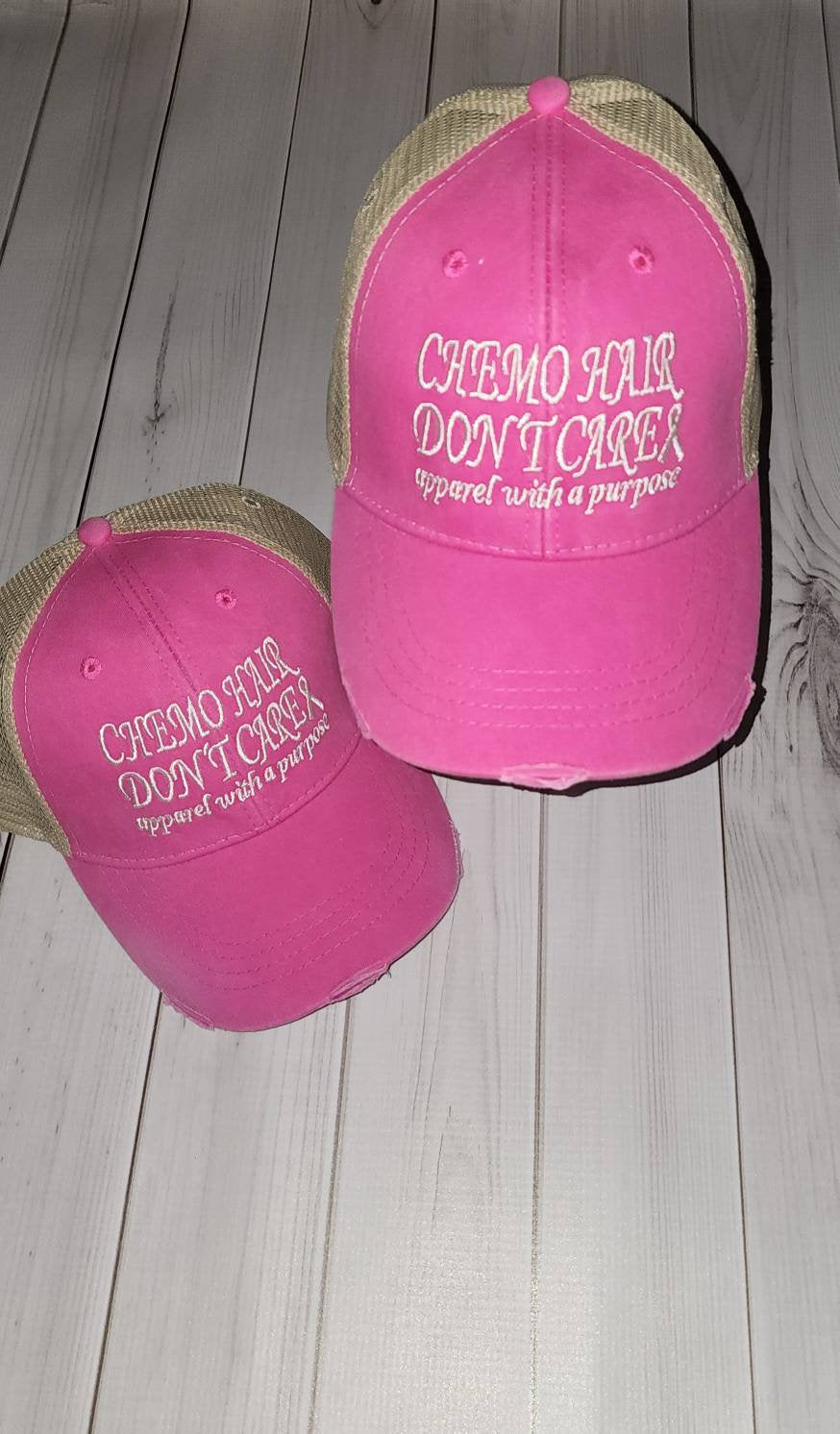 Pink Denim "apparel with a purpose" Distressed Trucker Hats